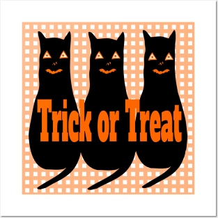 3 SPOOKY CATS Posters and Art